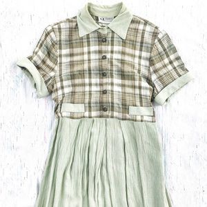 Vintage Plaid Short Sleeve Dress